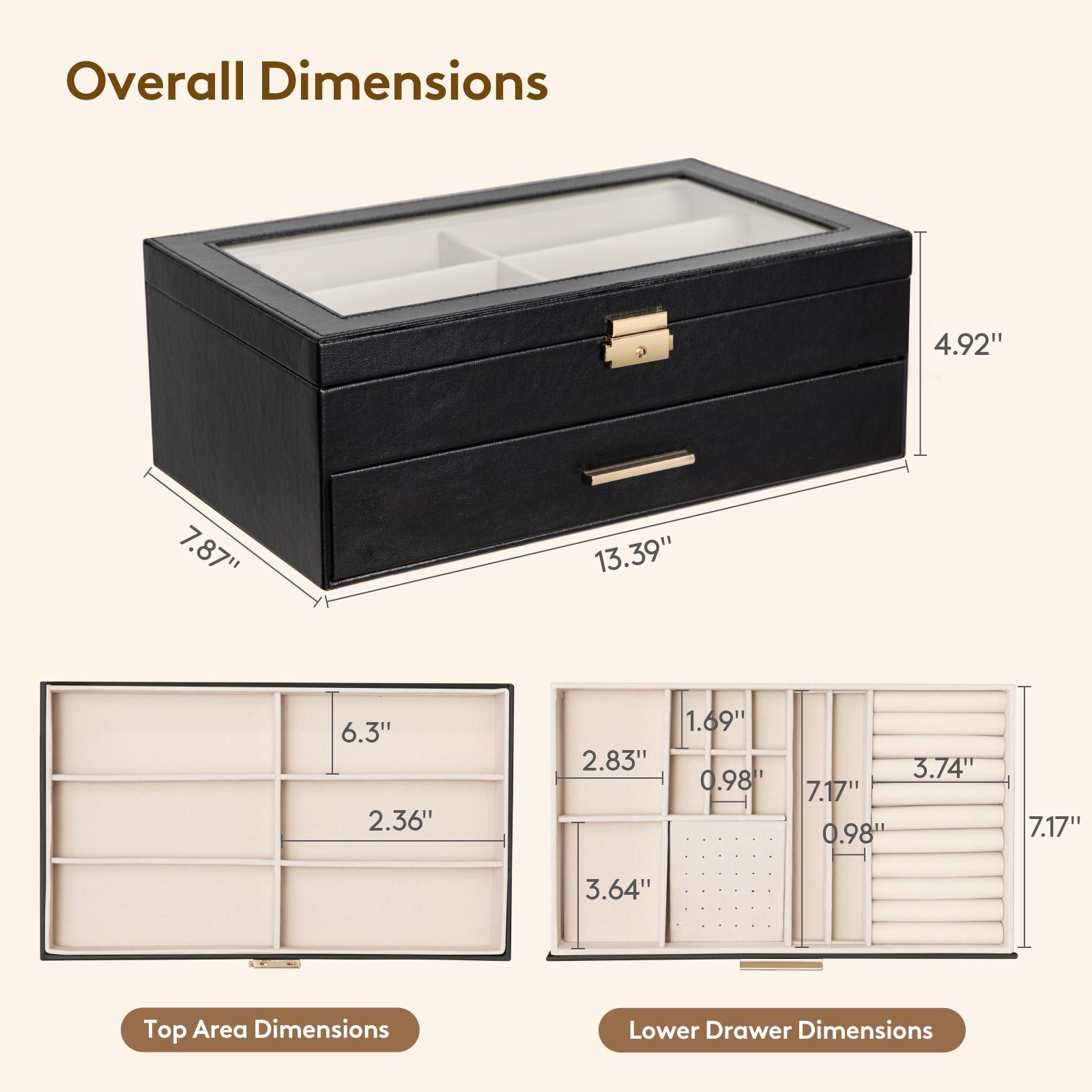 Lifewit 2-layer Jewelry & Sunglasses Organizer, Storage for Bracelet, Necklace, ring, Multiple Eyeglasses Display Case for Women Girl, Gift Idea