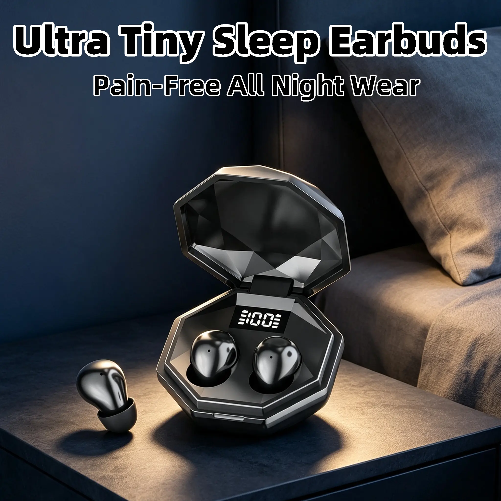 Mini Sleep In-Ear Wireless Earbuds - No Ear Soreness All-Night Use, No Auricle Compression for Side-Sleepers, Ambient Sound Isolation, Low-Latency Playback - Ideal for Night Rest & Daily Multi-Scene Use