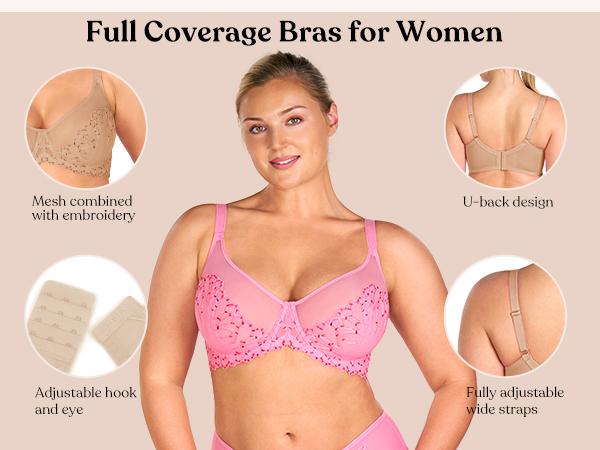 HSIA Winter Sonata Embroidered Lace Trim Full Coverage Unlined Underwire Bra