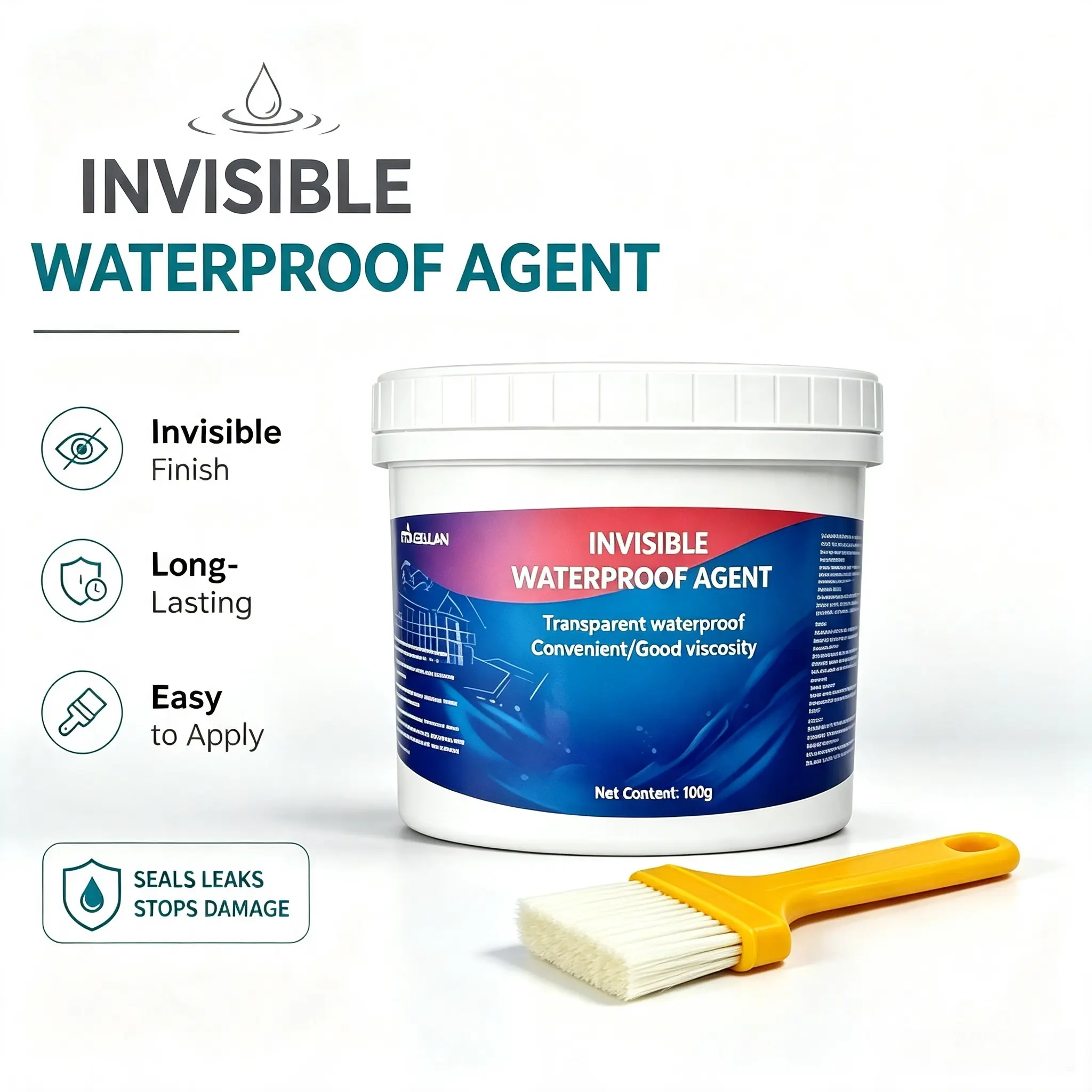100g Water-Based Professional Invisible-Type Adhesive, Quick-Drying Waterproof Sealant for Roof/Bath Fix, Easy-to-Apply Repair Agent