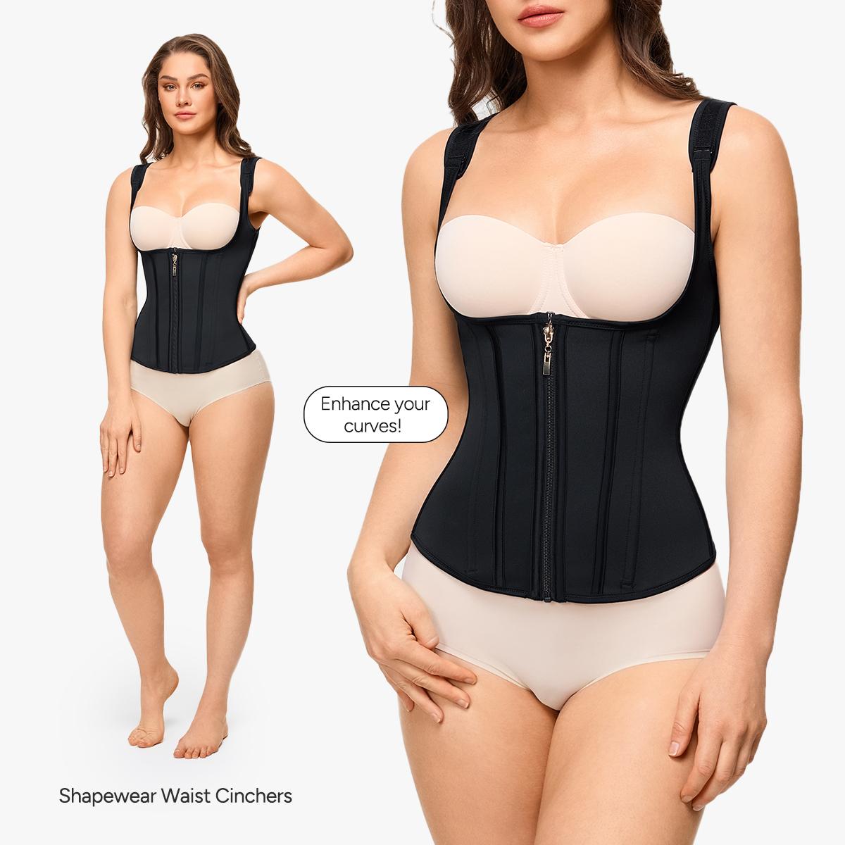 Nebility Women's Shapewear Waist Trainer Belt with 6 Steel Frame for Firm Compression & Bust Support Adjustable Straps Tummy Control Postpartum Body Shaper