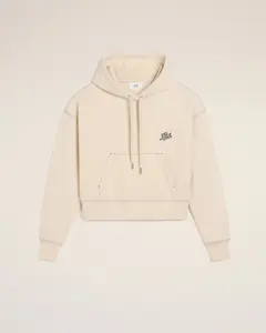 AMI PARIS Beige Cotton Hoodie Ami Signature Unisex Apparel
