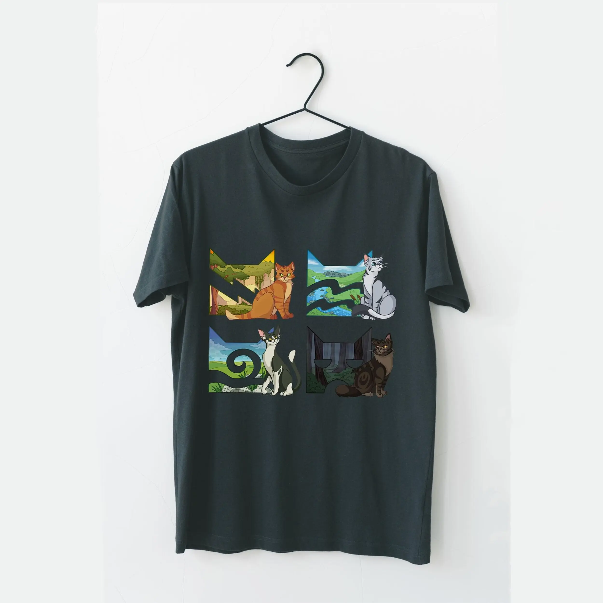 Warriors Cat Graphic Tee, Shadowclan Cat Bookish Youth Shirt, Cat Clans Warriors Erin Hunter Into The Wild Unisex T-Shirt for Adults & Kids