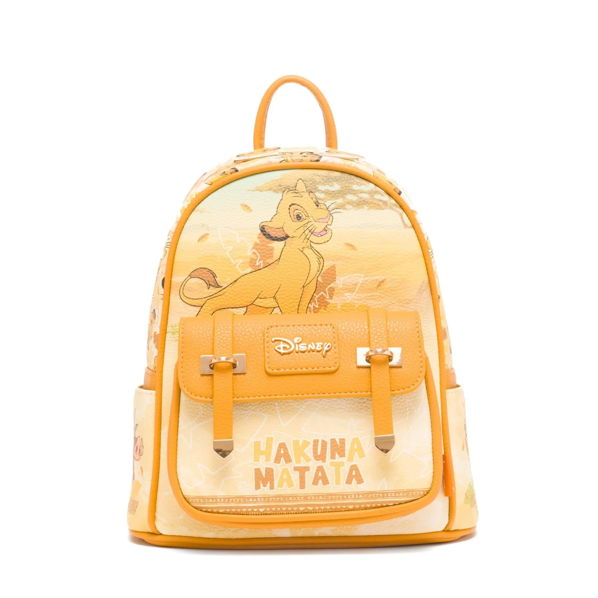 Lion King Simba Mini Backpack | Limited Edition Vegan Leather Bag with Hakuna Matata Print and Top Carry Handle, Multiple Pockets