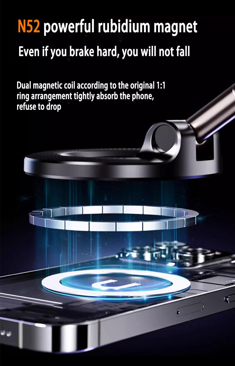 360° Rotating Magnetic Car Phone Holder – Strong Adsorption, One-Pull Pickup, No Interior Damage, Universal Mount Anywhere
