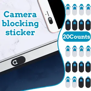 20 Counts Webcam Cover Slide, 10s Quick Install For All Front Cameras 10Black 10White