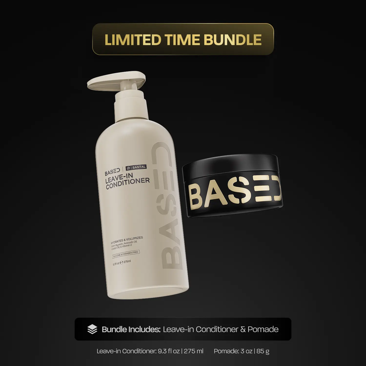BASED Style & Hydration Duo | Leave-In Conditioner + Pomade | Lasting Hydration & Medium Hold | Science-Backed, High Performance