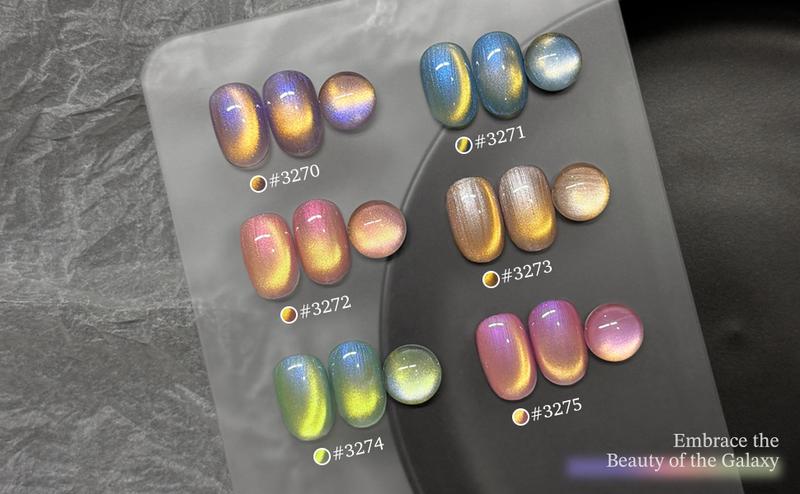 GAOY Cosmic Light-Year Glitter Cat Eye Gel Polish Kit with Magnet Holographic Nail Polish Set Soak Off UV Cure Gel for DIY Manicure at Home