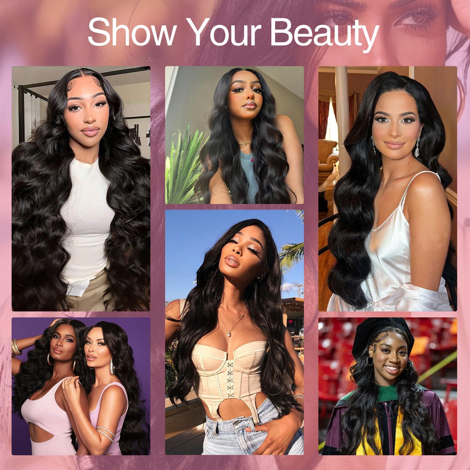 GK Body Wave Lace Front Wigs Human Hair 200 Density Virgin Real Human Wig 13x6 HD Lace Front Wigs Human Hair Pre Plucked Tangle-Free Natural Black for Women