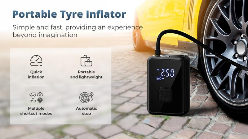 Oasser Fast Wireless Tire Inflator, Mini Portable High-Pressure Car Air Compressor 150 PSI, USB-C Rechargeable, Auto Stop Modes, Long Lasting Battery