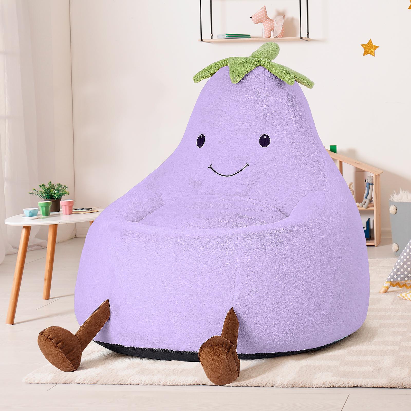 31" Huggable Rabbit Bean Bag Chair, Luxury Faux Fur Detachable Cover & Non-Slip Bottom, Plush Supportive Foam Fill for Kids and Teens