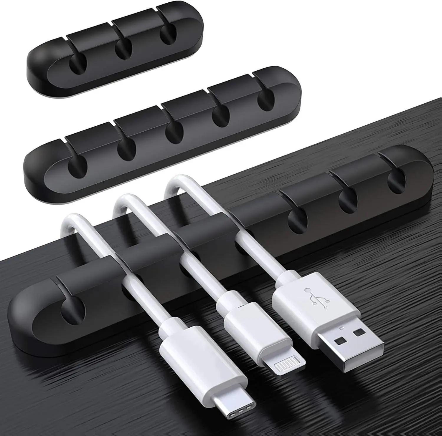 Cable Holder Clips, 3-Pack Cable Management Cord Organizer Clips Silicone Self Adhesive for Desktop USB Charging Cable Nightstand Power Cord Mouse Cable Wire PC Office Home