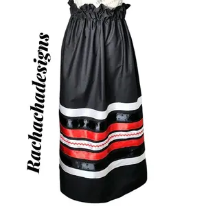 Native Made Native American Ribbon Skirt, Black Ribbon Skirt