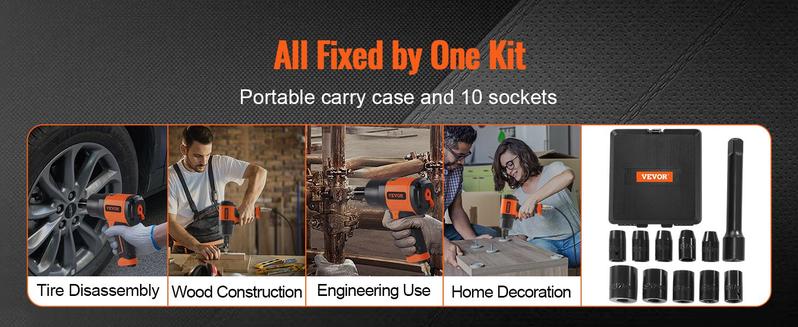 VEVOR Air Impact Wrench, Drive Air Impact Gun Nut-busting Torque, Lightweight Pneumatic Tool for Auto Repairs and Maintenance compactimpactwrench