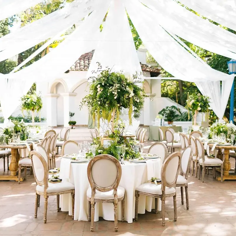 FANI 4 Panels Ceiling Drapes for Weddings - Sheer Gauze Cheesecloth Fabric - Soft Arch Wedding Ceiling Decoration for Party Ceremony Event Christmas - Easy Hanging Draping Fabric - Premium Polyester - White Ceiling Drapes - Decorating