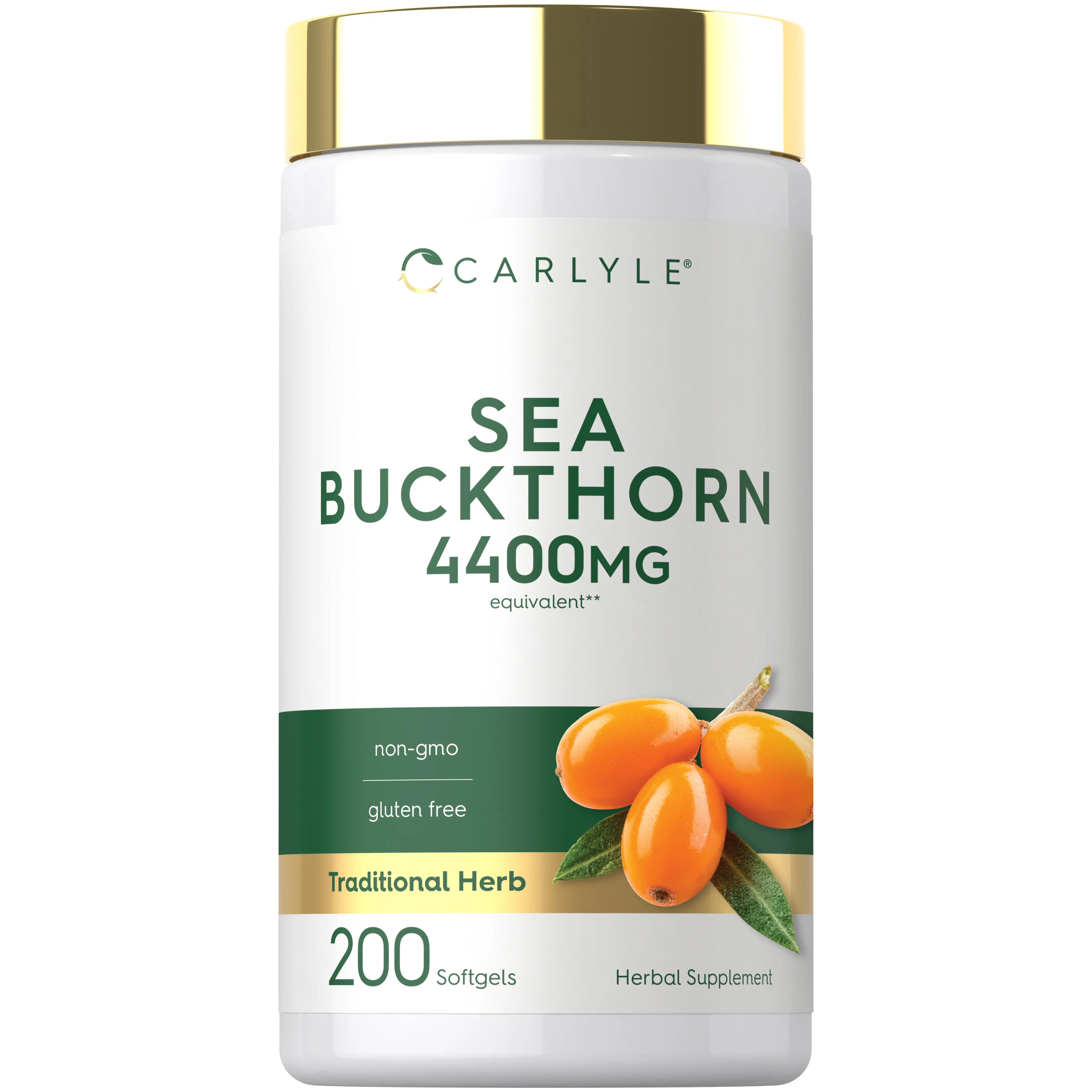 Carlyle Sea Buckthorn Oil Capsules 4400mg | 200 Softgels | Non-GMO, Gluten Free | Sea Buckthorn Berry Oil Supplement