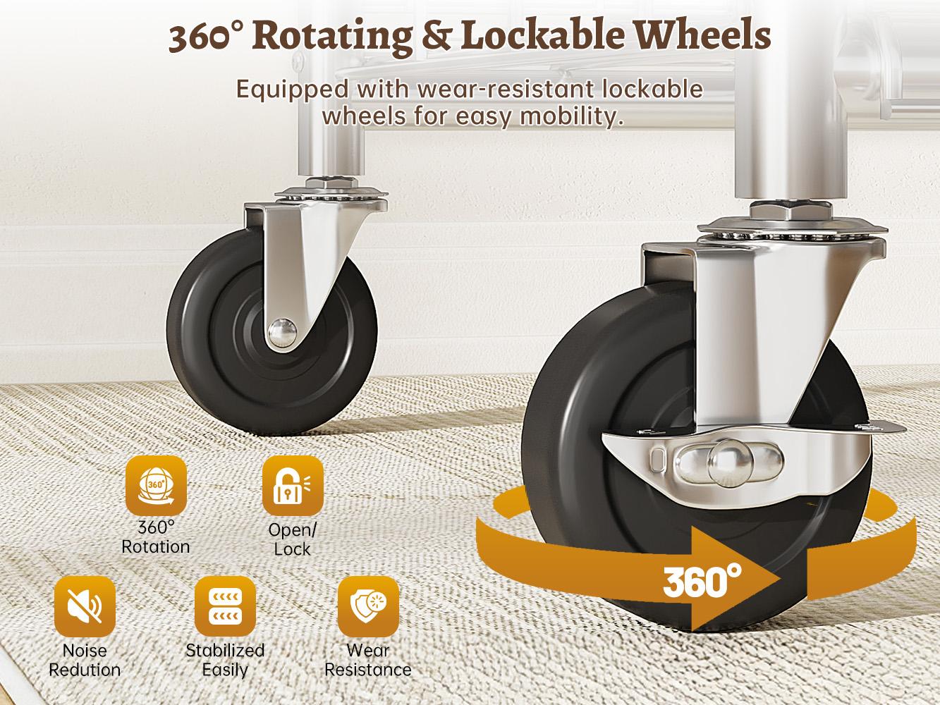 Raybee Clothes Rack Load 400 LBS, Rolling Heavy Duty Clothes Rack with Sturdy Wheels & Basket, Portable & Adjustable & Commercial Garment Rack, Chrome