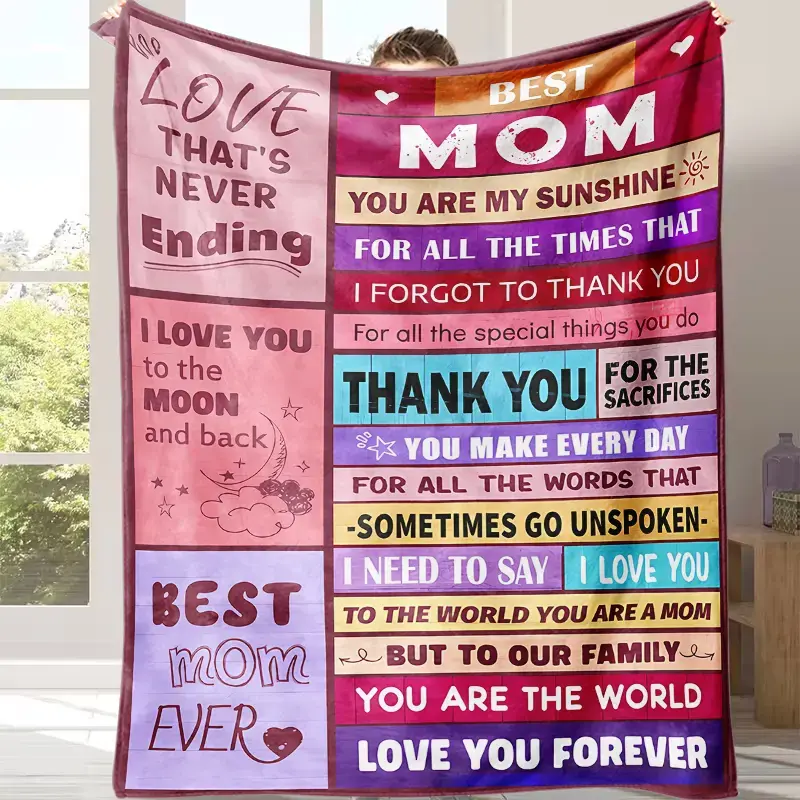 Personalized "Best Mom Ever" Throw Blanket - Ultra-Soft Plush Fabric, Heartfelt Quote, Motherhood Gratitude, Warm Rustic Design, Ideal for Mother’s Day, Birthdays