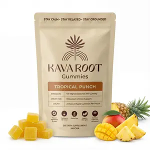 Kava Root Gummies 100mg Kavalactones Per Gummy – Premium Noble Kava Extract Supplement for Relaxation & Stress Support – Vegan, Non-GMO, Gluten-Free – Tropical Punch – 20 Count