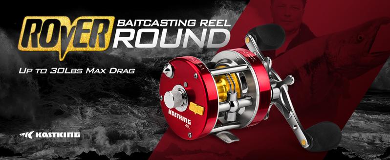 KastKing Rover Round Baitcasting Reel, Perfect Conventional Reel for Catfish, Salmon/Steelhead, Striper Bass and Inshore Saltwater Fishing - No.1 Highest Rated Conventional Reel, Reinforced Metal Body