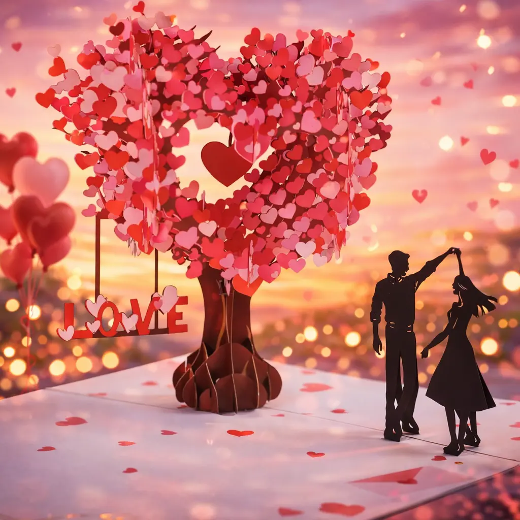 6x8 In Photo-Worthy 3D Greeting Card, Pop-Up Love Tree & Hearts Design with Reveal Effect, Romantic Gift for Couple (Anniversary, Valentine's Day Occasions) - Office Stationery Card Stock, Anniversary Gifts For Her