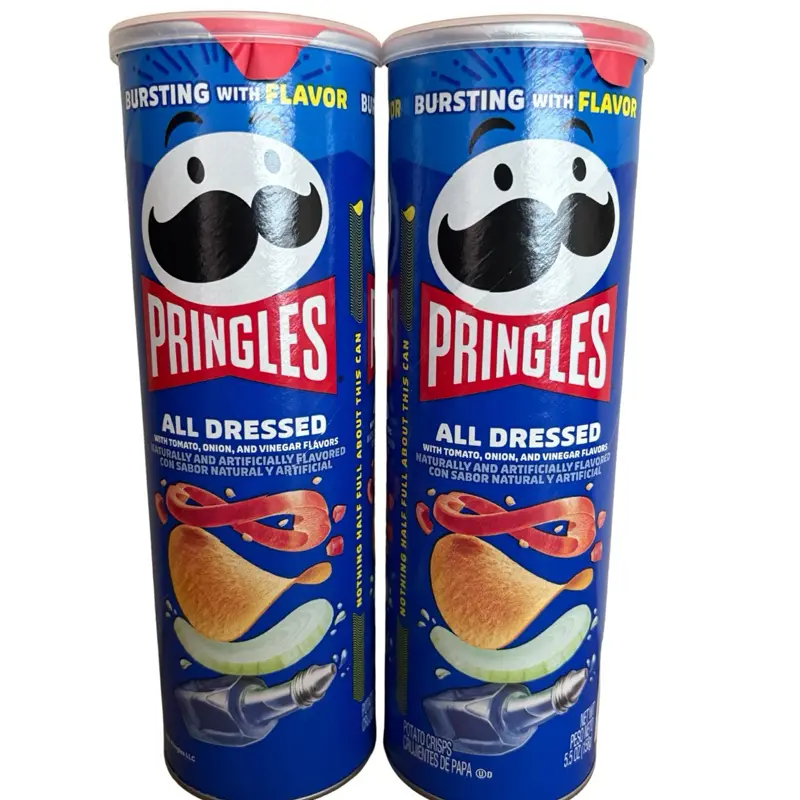 Pringles Limited Edition All Dressed Potato Crisps - Lot of 2, Ambient Temp, Cholesterol-Free, Dried Potatoes, Low Saturated Fat, New