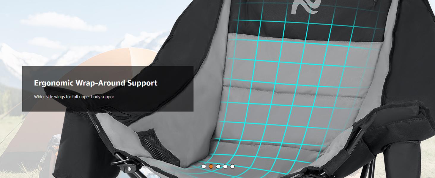 MOPHOTO Rocking Camping Chair,XXL Oversized Folding Fully Padded Outdoor Lawn Chair with Side Pocket,Portable Recliner for Patio, Backyard, Supports 400 lbs