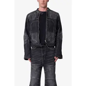 mnml Paneled Moto Denim Jacket - Washed Black mnml Paneled Moto Denim Jacket - Washed Black