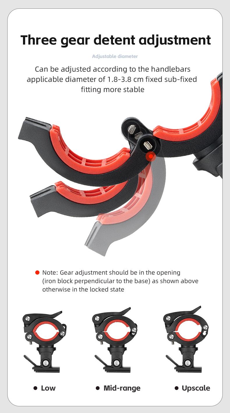 ROCKBROS Bike Phone Holder- Adjustable Motorcycle Phone Mount Handlebar Clip for Bicycle Scooter, Cell Phone Clamp for 4.1" - 6.7" Smartphones iPhone 14 Plus/Pro Max, 13 Pro Max, S9, S10 and More