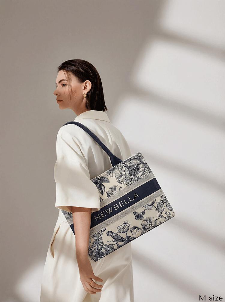 NEWBELLA Lynne Canvas Collection Commute Daily Tote Bags for Women with Floral Print Magnetic Closure Fashionable & Practical Casual Everyday Companion NEWBELLA Lynne Canvas Collection Commute Daily Tote Bags for Women with Floral Print Magnetic Closure Fashionable & Practical Casual Everyday Companion