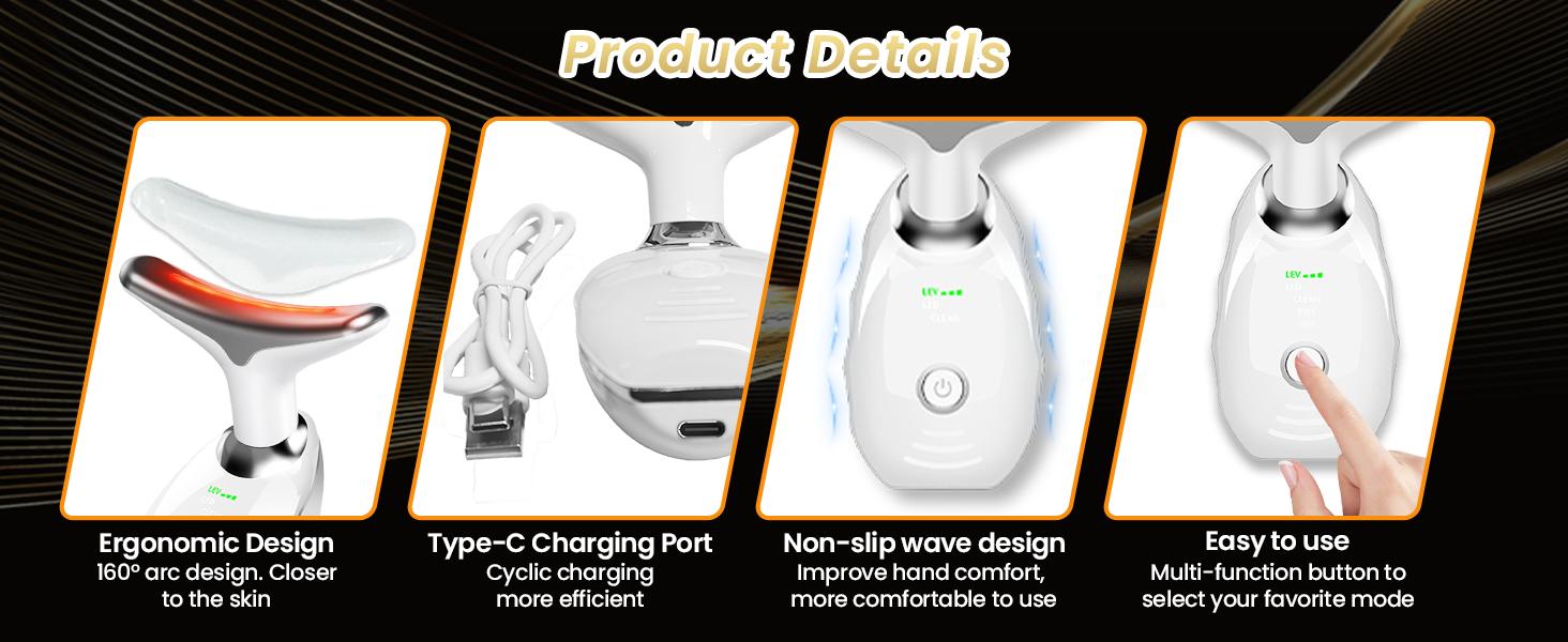 Facial Massager,7 Color LED Light Therapy for Face and Neck,Portable Beauty Skin Care Tools