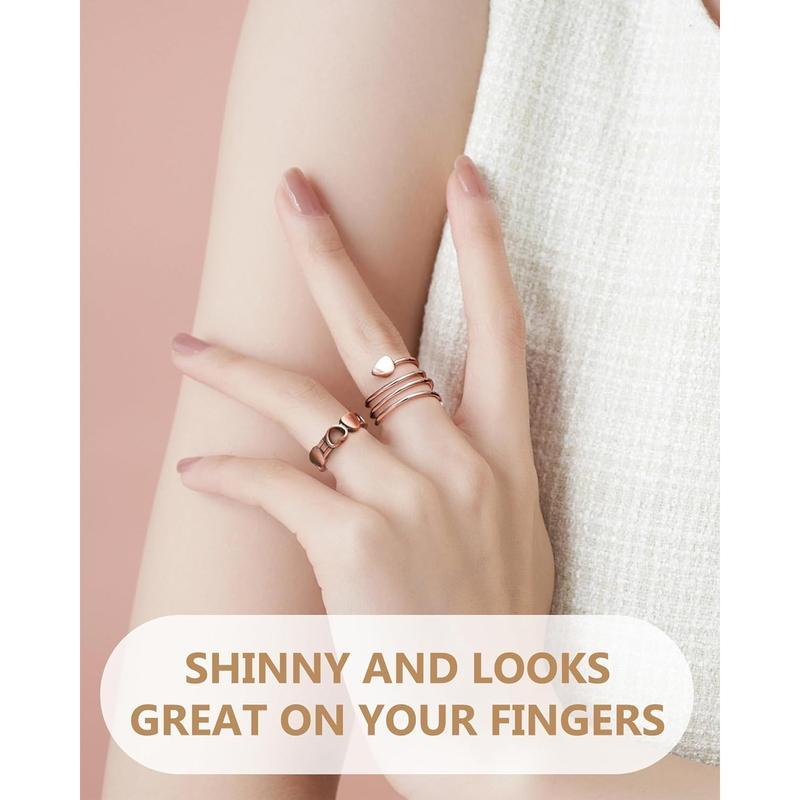 Jecanori 2PCS Copper Rings for Women Men Adjustable Jewelry Gift with Ring Box Elegant Design and Comfortable Fit