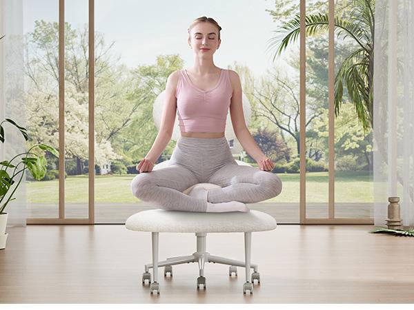 Pinmoco Egg-Shape Ergonomic Cross-Legged Swivel Chair - Adjustable Height, Back Support, Versatile for Home & Office Use, 360-Degree Swivel, Memory Foam Cushion, 5 Durable Casters