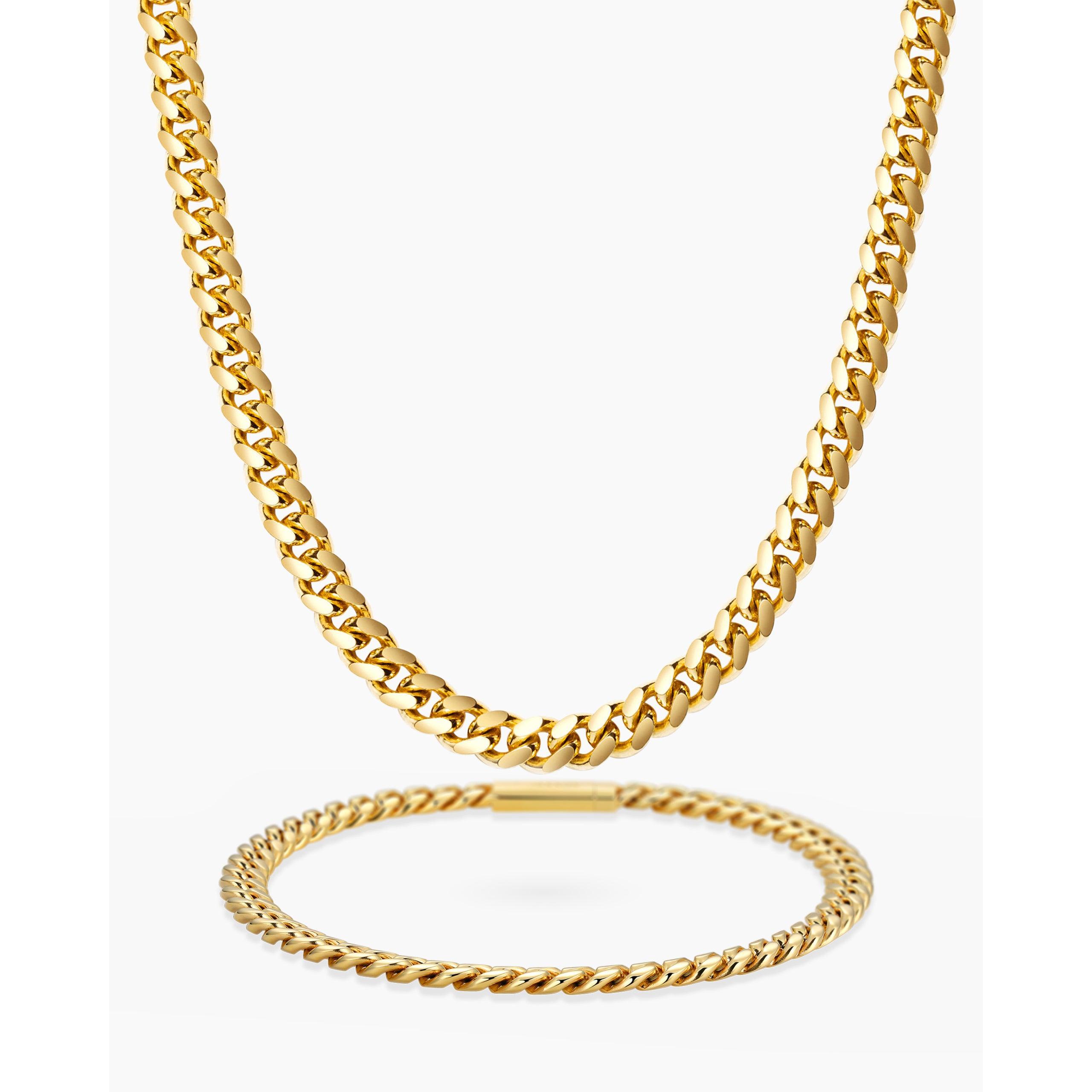 JAXXON Cuban Set 5mm - Gold - Waterproof - Box Clasp