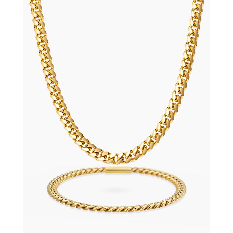 JAXXON Cuban Set 5mm - Gold - Waterproof - Box Clasp