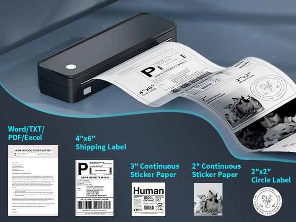 JADENS Portable Printer with 6 Rolls of Thermal Paper, Inkless Printer Bluetooth Support for 8.5" x 11" Size, Used for Travel, Car and Office JADENS Portable Printer with 6 Rolls of Thermal Paper, Inkless Printer Bluetooth Support for 8.5" x 11" Size, Used for Travel, Car and Office