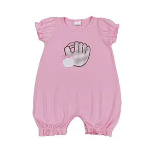 Cocokids Baby girl Summer Baseball Bodysuits Romper Embroidery Onesie Summer Clothing