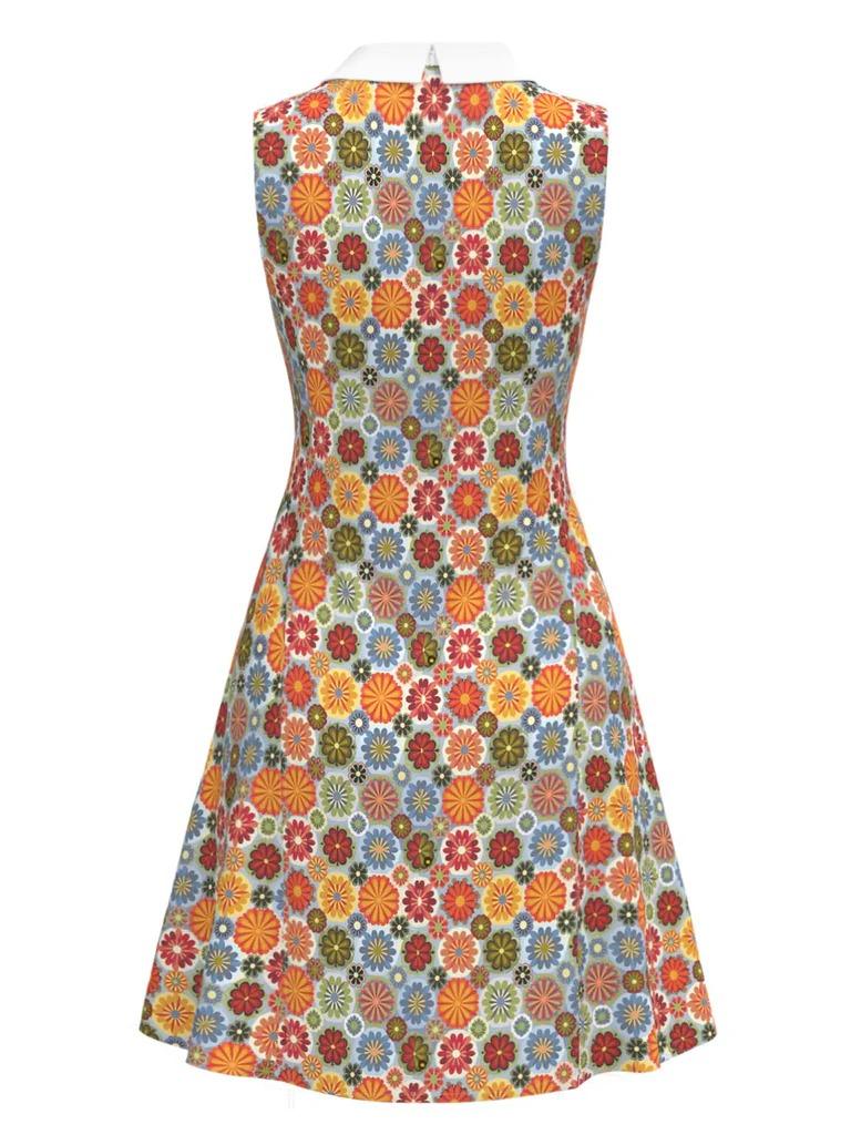 ORANGE 1960S DAISY PETER PAN COLLAR DRESS Summer Casual Wear Women Womenswear Sleeveless