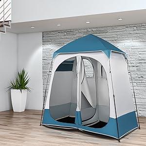 VINGLI 2 Room Shower Tent, 7.5 FT Instant Pop Up Shelter with Carrying Bag, Privacy Changing Room Tent,Perfect for Portable Toilet, Camping, Dressing, Outdoor Indoor, Easy Set Up