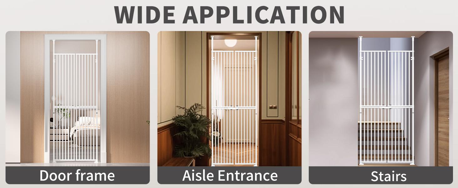 Lilypelle 74.8 Inch Extra Tall Cat Pet Gate, Adjustable 33.4-35.8 Inch Wide, No Drilling Pressure Mounted, Walk Through Swing Safety Gate for Pets, Double Door for Doorways, Stairs, Kitchen, House Lilypelle 74.8 Inch Extra Tall Cat Pet Gate, Adjustable 33.4-35.8 Inch Wide, No Drilling Pressure Mounted, Walk Through Swing Safety Gate for Pets, Double Door for Doorways, Stairs, Kitchen, House