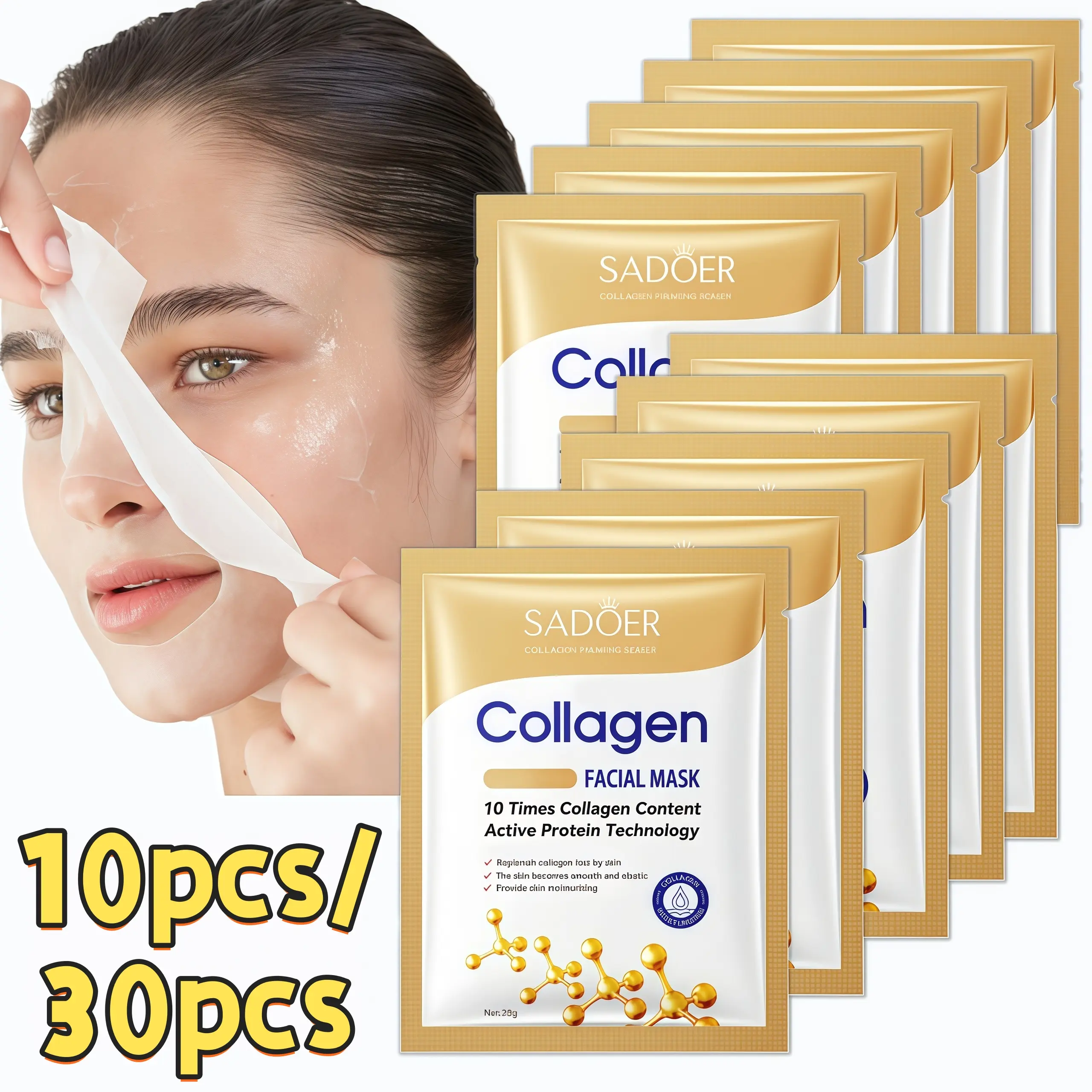 SADOER collagen facial mask, deep moisturizing skin, firming skin, gift for girls, It is suitable for daily facial care. It is portable for travel and a perfect skin care gift