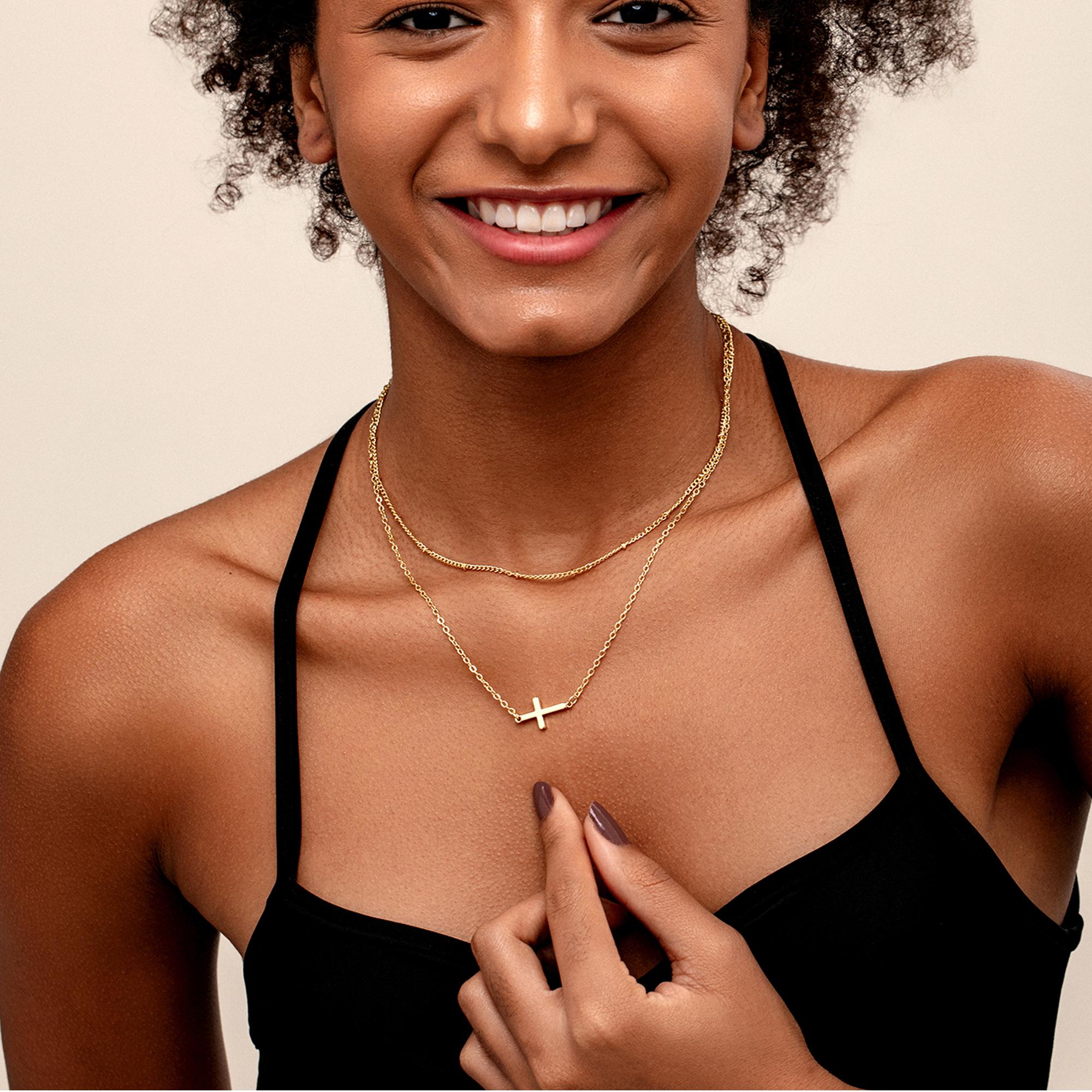 17KM 14K Gold Plated Layered Cross Necklace for Women , Dainty Small Pendant Choker, Trendy Faith Religious Jewelry, Minimalist Mother's Day Gift 17KM 14K Gold Plated Layered Cross Necklace for Women , Dainty Small Pendant Choker, Trendy Faith Religious Jewelry, Minimalist Mother's Day Gift