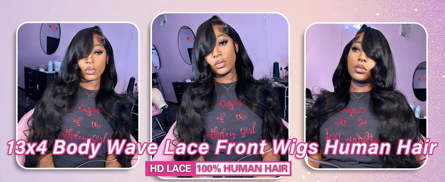 30 Inch Body Wave Lace Front Wigs Human Hair Pre Plucked 13x4 HD Transparent Lace Frontal Body Wave Human Hair Wig for Women 180 Density Natural Black