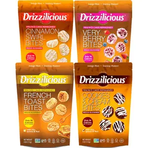 Drizzilicious Breakfast & Dessert Mix 4-Pack – French Toast, Cinnamon Swirl, Very Berry & Cookies & Cream – Mini Rice Crisps