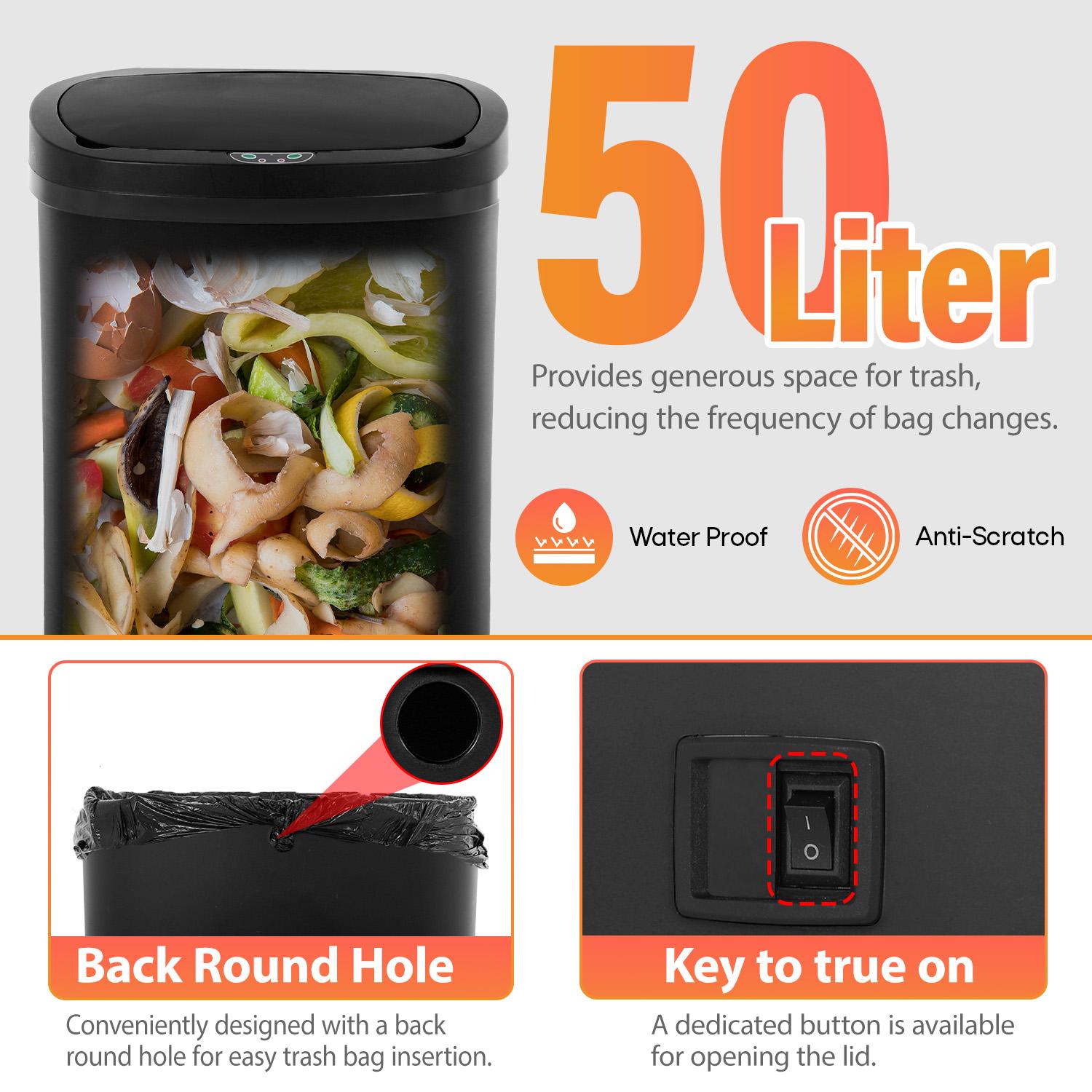 BestOffice 13 Gallon Automatic Trash Can with Lid Touch Free High-Capacity Motion Sensor for Kitchen Bedroom Bathroom Office Waterproof Durable PP Plastic Smart Sensing Technology Easy Cleaning Odor Control Energy-Saving Operation BestOffice 13 Gallon Automatic Trash Can with Lid Touch Free High-Capacity Motion Sensor for Kitchen Bedroom Bathroom Office Waterproof Durable PP Plastic Smart Sensing Technology Easy Cleaning Odor Control Energy-Saving Operation