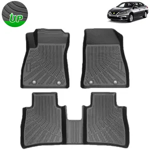 Canvcle Custom Fit for Floor Mats Nissan Sentra S/SV/SR 2014-2019 (Fit for Fuel) All Weather Floor Liner 1st and 2nd Row Full Set Heavy Duty Car Accessory
