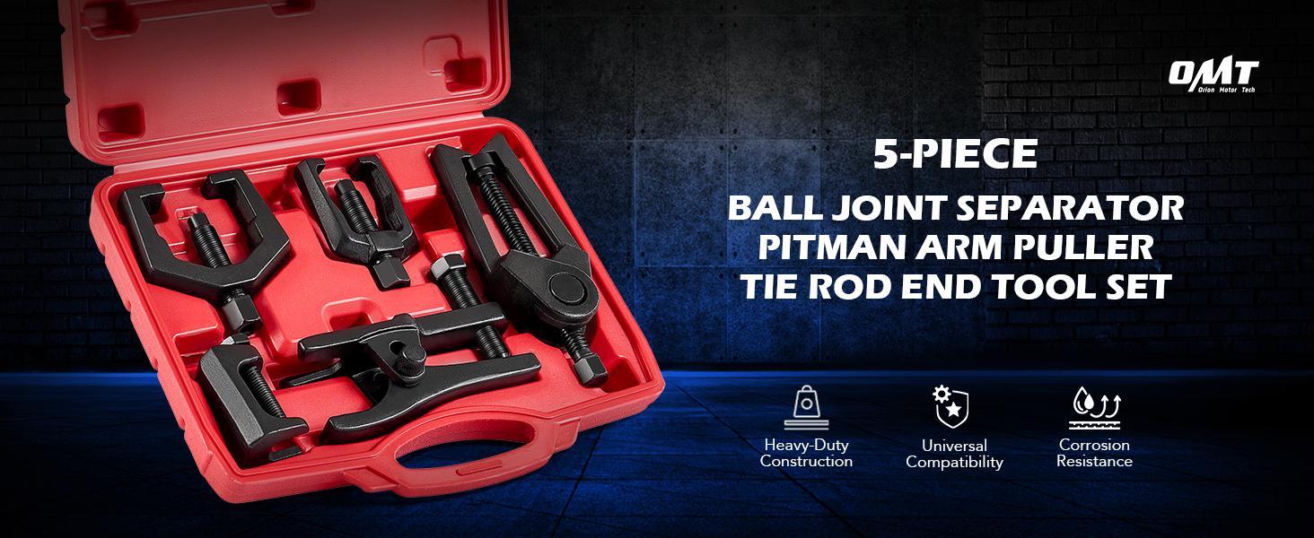 OMT 5-in-1 Heavy Duty Ball Joint Separator, Pitman Arm Puller, Tie Rod End Tool Set, Splitter Removal Kit Red/Blue/Red Black, Mutifunction Tool Set for Front End Service, Gift for men, Home car repair, Automotive Maintance OMT 5-in-1 Heavy Duty Ball Joint Separator, Pitman Arm Puller, Tie Rod End Tool Set, Splitter Removal Kit Red/Blue/Red Black, Mutifunction Tool Set for Front End Service, Gift for men, Home car repair, Automotive Maintance