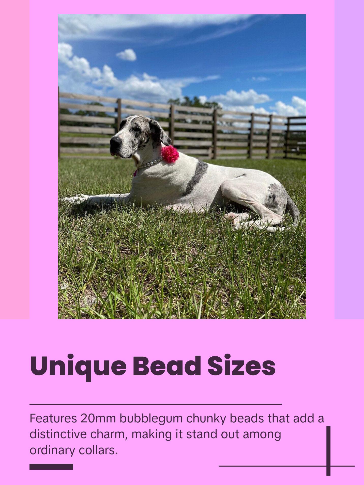Pearl Flower Beaded Dog Collar | Durable Dog Necklace With Large Beads & Flower | Puppy Pearls | Wedding Bead Collar with free Charm Pearl Flower Beaded Dog Collar | Durable Dog Necklace With Large Beads & Flower | Puppy Pearls | Wedding Bead Collar with free Charm