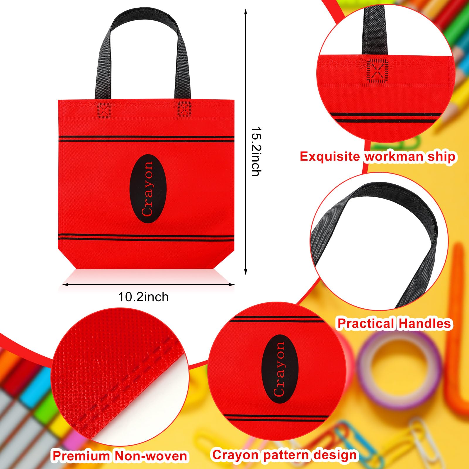 Graduation Goodie Bags Pencil Gift Bags Non Woven Crayon Handbags Crayon Bags Party Favors Bag for Student Teacher Christian,Birthday Thanksgiving Back to School Welcome First Day of School Graduation Gift,Classroom Gift Exchange