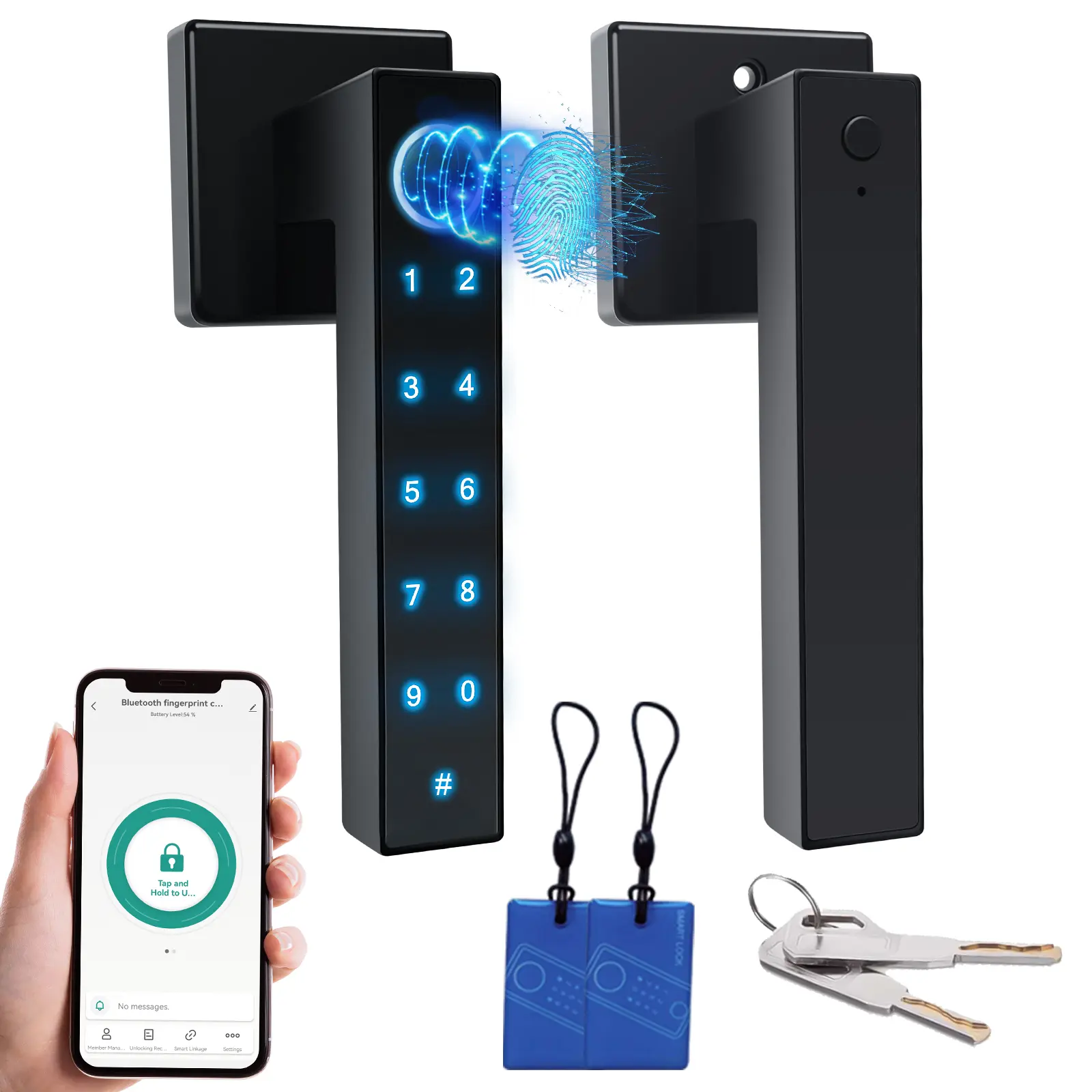 Smart Door Lock with Handle | Home Fingerprint and PIN Door Lock with Multiple Unlocking Methods | Convenient and Secure, Ideal for Homes, Hotels, and More | Easy to Install, High-Tech and Sophisticated | The Perfect Holiday Gift